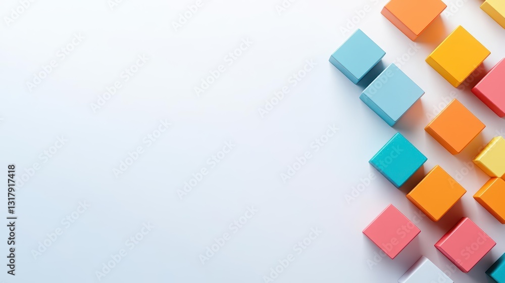 Aufkleber vividly arranged colorful cubes on a bright white background creating a playful and engaging visual 