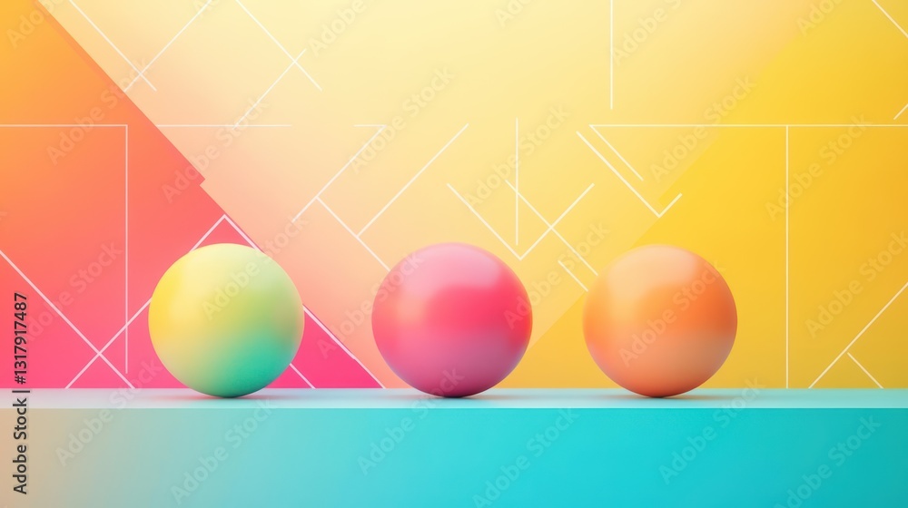 Poster three fresh eggs arranged aesthetically on a vibrant colorful background creating a joyful and whims