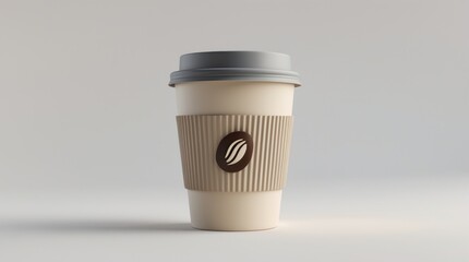 Disposable Coffee Cup with Lid and Sleeve, Minimalist Design for Hot Beverages, Ready for Brand