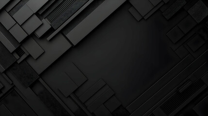Dark Abstract Geometric Panel Design with Shadow Effect and Modern Technology Style Background
