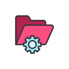 Folder administrator colored icons, minimalist vector illustration ,simple transparent graphic element .Isolated on white background