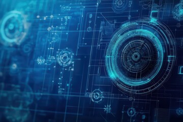 Intricate Blueprint of a Circular Device Showcasing Detailed Engineering Design Elements in a Technical and Innovative Aesthetic for Modern Applications