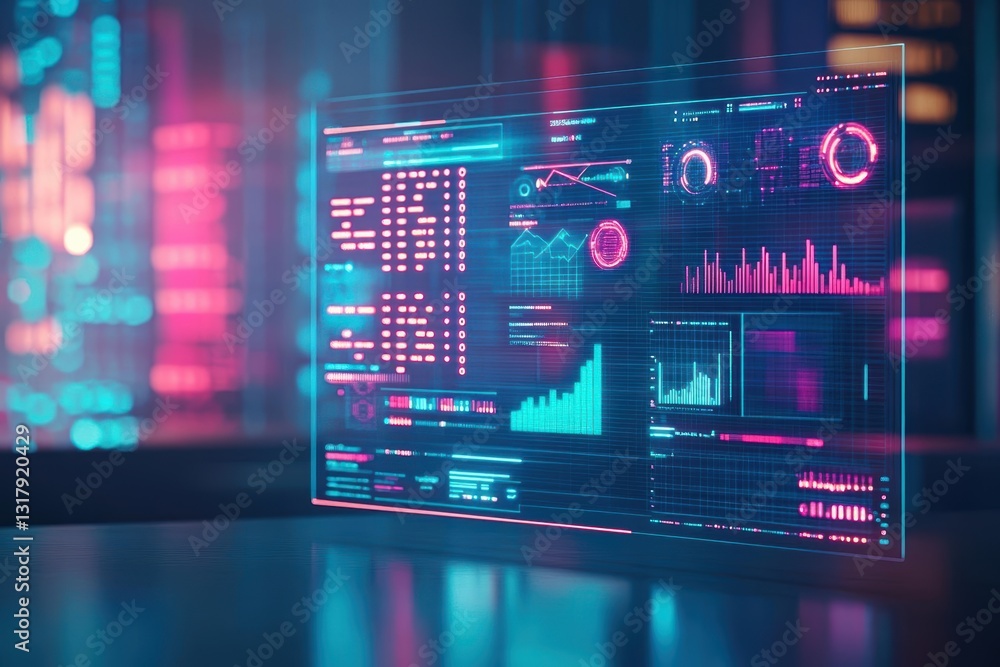 Poster Futuristic Computer Screen Displaying Innovative Digital Interface with Colorful Graphics and User-Friendly Design for Modern Technology Enthusiasts