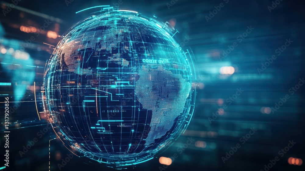 Poster captivating globe surrounded by a deep blue and rich black background symbolizing global unity and e