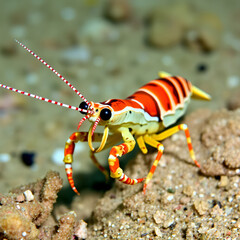 Mantis shrimp, Mantis shrimp (Rissoides desmaresti). Mediterranean. Gulf of Asinara. Sardinia. Italy