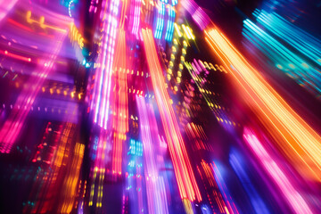 Fototapeta premium Colorful Abstract Lights Background with Streaks of Moving Light and Bokeh Effects in Rainbow and Pastel Colors for Digital Screens