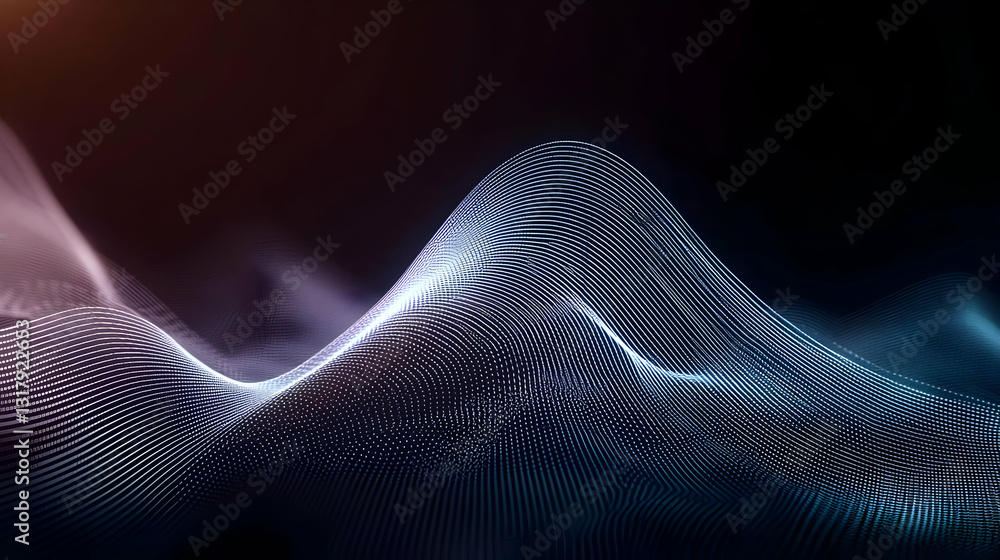 Aufkleber abstract digital wave in dark background with blue glowing particles and a dynamic graphic design