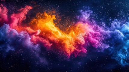 Black Background Metamorphosis: Yellow, Orange, and Violet Colors in Motion