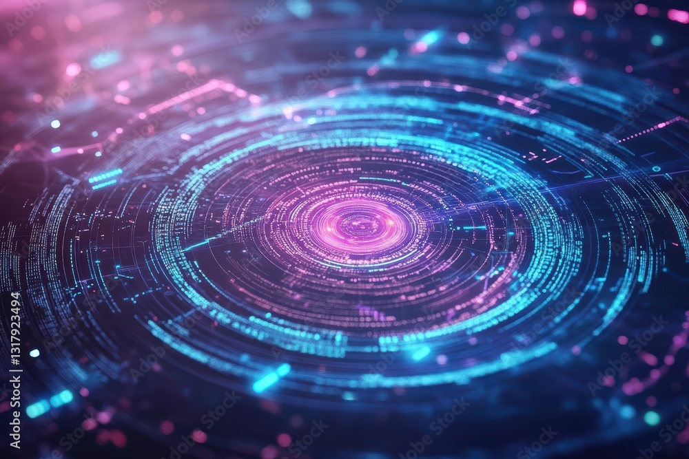 Poster vibrant circular abstract background featuring blue and pink swirls creating a mesmerizing visual ef