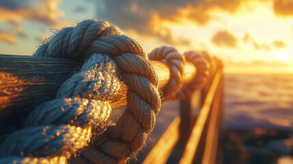 Detailed carnival ropes tied in intricate knots, symbolizing fun and excitement in fairground design