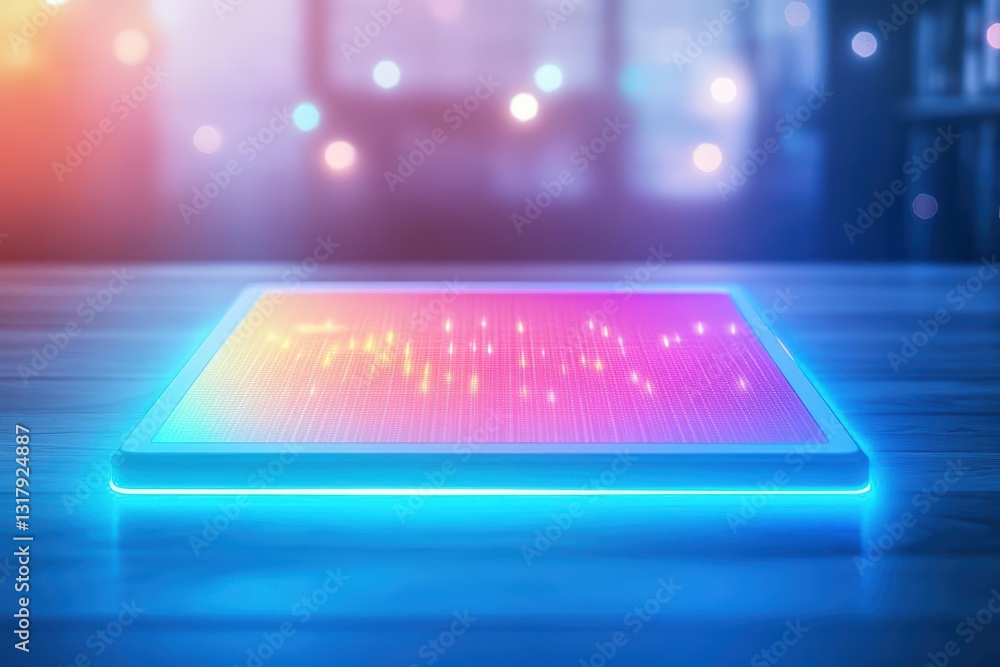 Poster close up of vibrant pink and blue textured surface with softly blurred background creating an artist