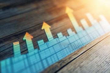 Corporate success graph highlighting consistent growth and improvement in company performance