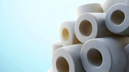 White Porous Ceramic Filter Media Tubes For Aquarium Filtration Close-Up On A Bright Blue Background