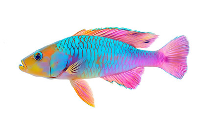Fototapeta premium A colorful fish with a pink tail and blue body