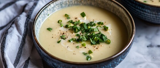 Professional image of Jerusalem artichoke soup for culinary usage