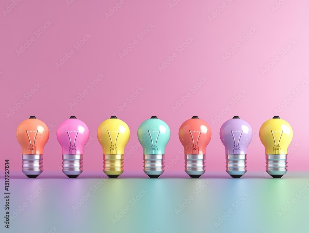 Poster vibrant display of colorful light bulbs illuminating a modern space with varying hues creating a pla