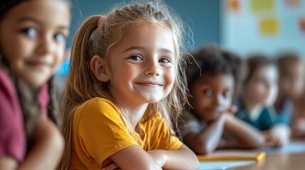 Engaging and Educational Image of Kids Enjoying Learning in a Primary School Classroom
