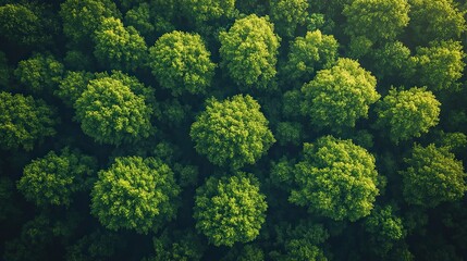 Naklejka premium aerial shot of a young verdant forest canopy