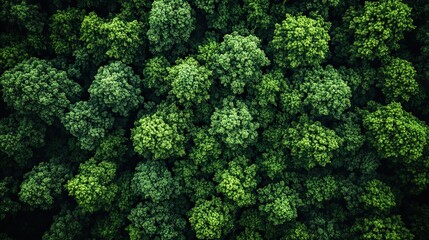 Naklejka premium aerial view of a lush green forest in spring