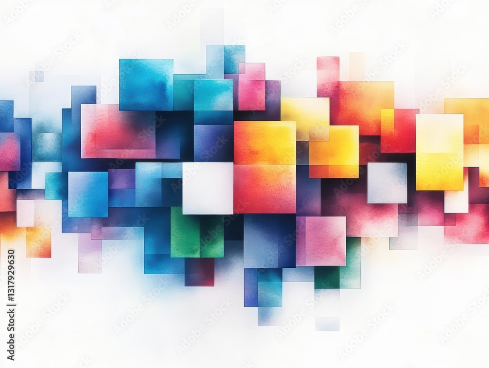 Poster Vibrant Abstract Geometric Background Featuring Colorful Squares Creating a Dynamic Visual Experience with Vivid Colors and Artistic Design Elements