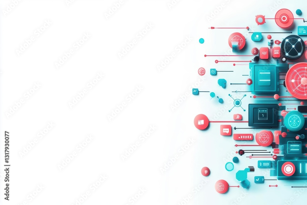 Poster vibrant colorful icons displayed on a clean white background creating a playful and engaging visual 