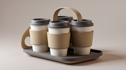 Takeaway Coffee Cups in a Holder: Modern Design for Convenience and Style