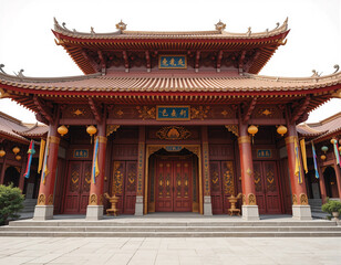 Obraz premium Sacred Retreat – Stunning Buddhist Temples & Tibetan Monastery Illustrations for Spiritual Inspiration