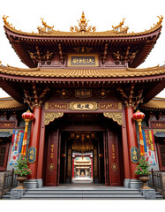 Obraz premium Sacred Retreat – Stunning Buddhist Temples & Tibetan Monastery Illustrations for Spiritual Inspiration