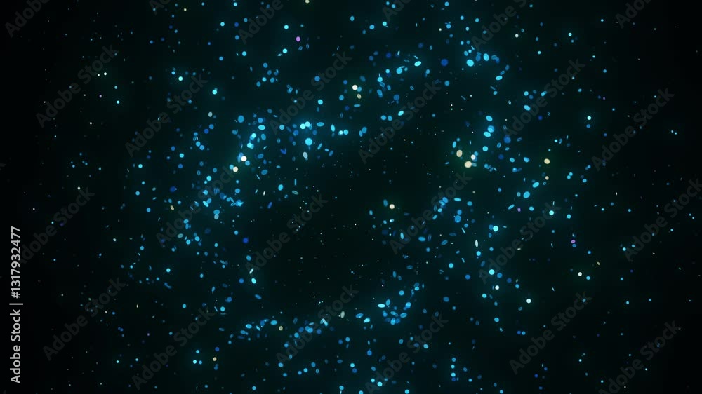 Poster starry galactic particles with rotating camera perspective reveal south africa map. the particles br