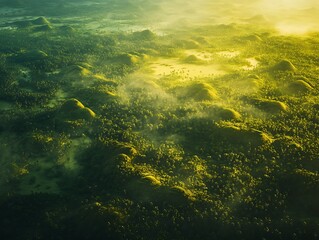 Fototapeta premium A picturesque view of the mountains, Spanish-style hills covered in greenery and surrounded by dense forests