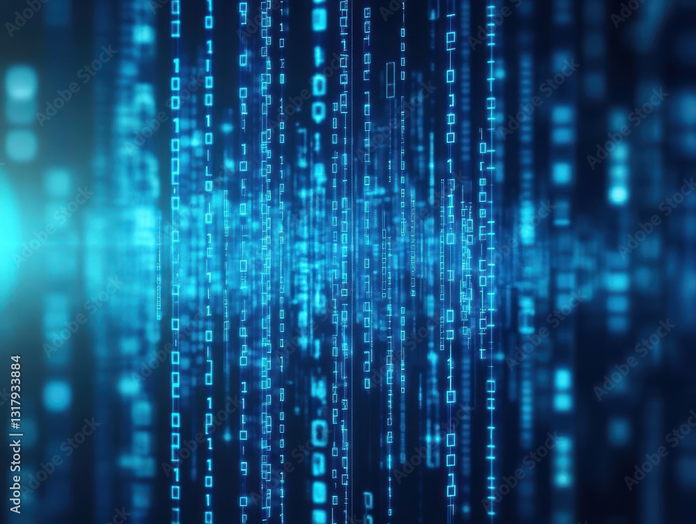 Aufkleber abstract representation of digital binary code in vivid blue hues creating a futuristic and technolo