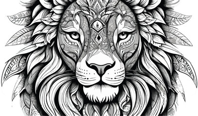 Obraz premium Intricate Lion Face with Ornamental Details
