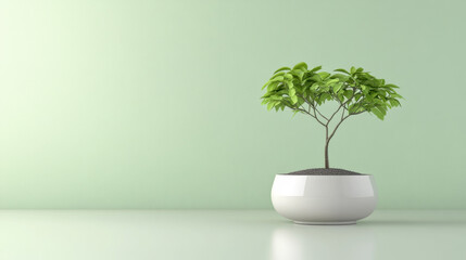 A beautiful green plant in a simple white pot evoking eco-friendly innovations and modern home decor aesthetic