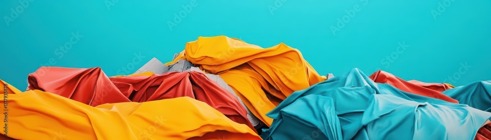 Poster vibrant display of colorful folded paper artistry set against a bright blue background creating a pl