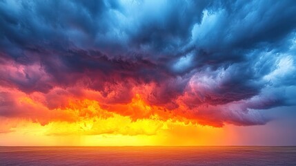 Obraz premium Dramatic Sunset Storm Over Ocean
