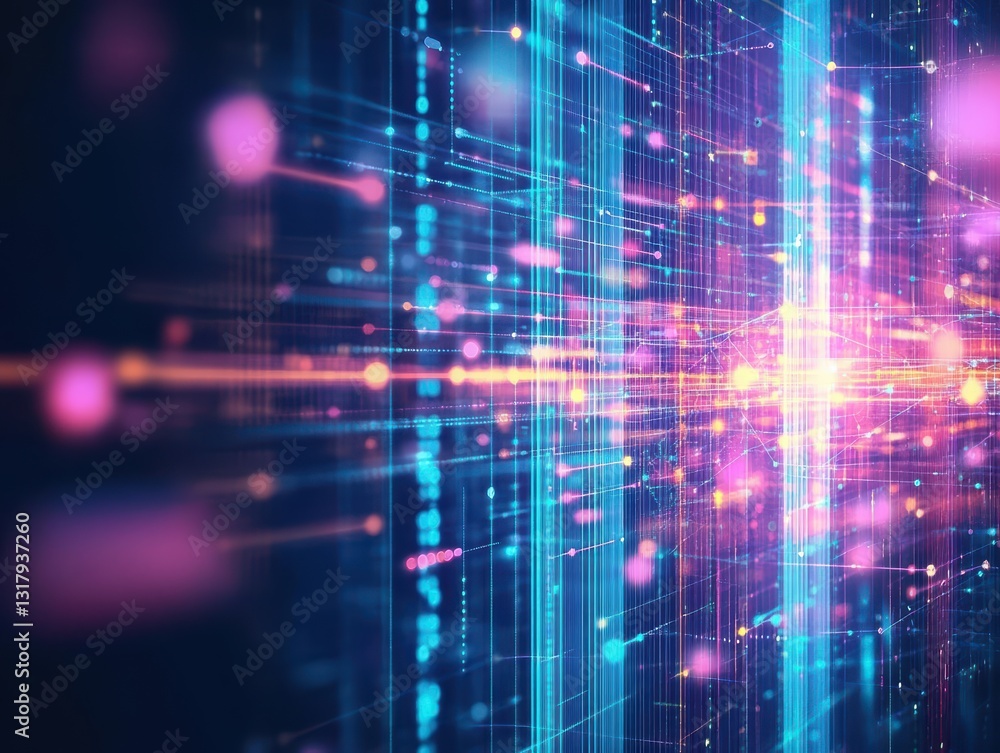 Poster vibrant abstract background featuring bright blue and pink lines creating a dynamic and engaging vis
