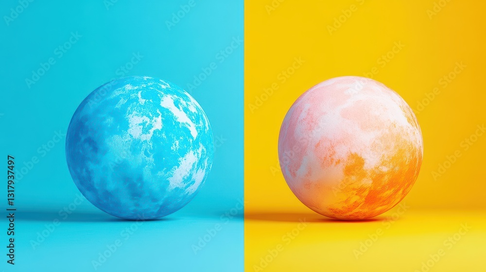 Poster vibrant display of two colorful eggs nestled together on a soft textile surface evoking a playful an