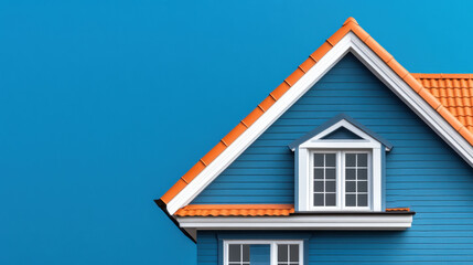 Attractive residential house with bright blue background showcasing modern architecture for potential rental opportunities