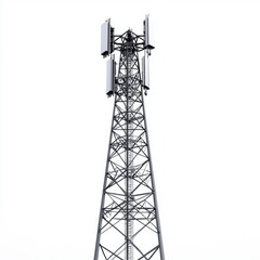 Isolated telecommunication network tower against a minimalist background for modern connectivity and communication solutions