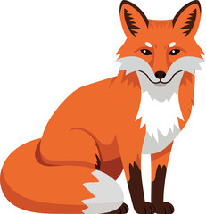Obraz premium A charming orange fox sitting gracefully with a bushy tail in a flat vector illustration showcasing its vibrant features and friendly expression