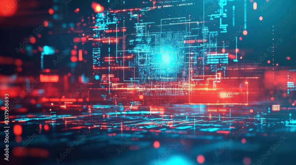 Aufkleber vibrant digital abstract background showcasing dynamic red and blue lights creating a captivating at