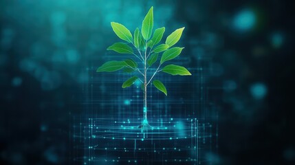 Lush Green Plant with Vibrant Leaf at the Top Set Against a Soft Neutral Background Evoking a Sense of Calmness and Natural Beauty in Everyday Life