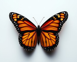 Fototapeta premium Monarch Butterfly Wings Spread, White Background