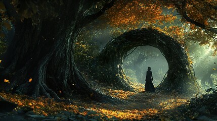 Enchanted Autumn Forest: A Woman's Journey into the Woods