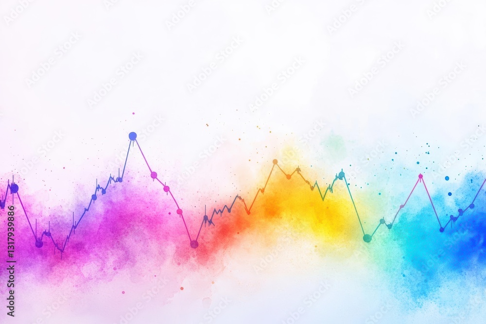 Poster vibrant multicolored rainbow background blending seamlessly with a clean white canvas creating a pla