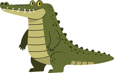 Naklejka premium Colorful cartoon crocodile character in a playful flat design style showcasing a friendly expression for vector art