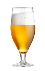 Glass of fresh beer with foam isolated on white
