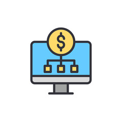 Affiliate marketing colored icons, minimalist vector illustration ,simple transparent graphic element .Isolated on white background