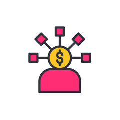 Affiliate marketing colored icons, minimalist vector illustration ,simple transparent graphic element .Isolated on white background