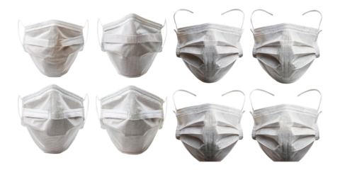 Collection of Disposable Face Masks for Protection, PNG collection, set bundle, isolate on transparent or white background